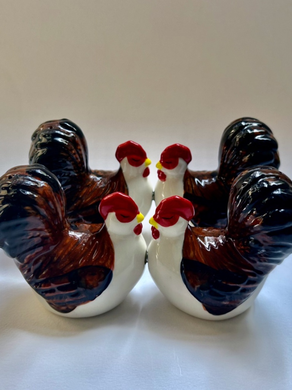 Set of 4 Ganz Glazed Ceramic Turkey Salt & Pepper Shakers, C. 1970s